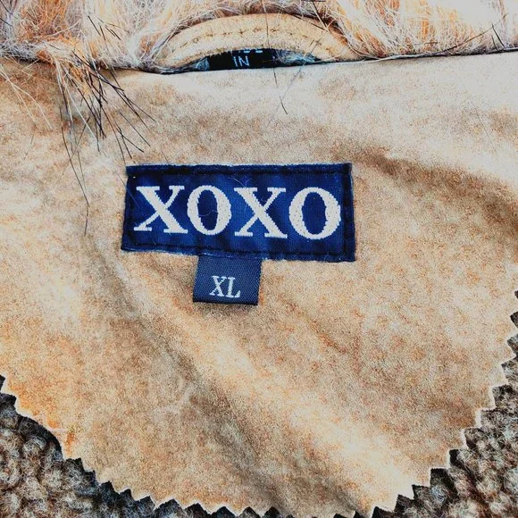 Vintage Y2K 90s Suede Coat L XL Penny Lane XOXO Faux Fur Collar - Picture 12 of 12